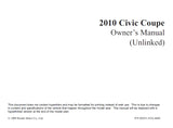 HONDA CIVIC COUPE 2010 MOTOR CAR OWNERS MANUAL 402 PAGES ENGLISH