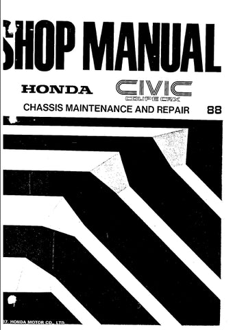 HONDA CIVIC COUPE CRX 1988 MOTOR CAR SHOP MANUAL 681 PAGES IN ENGLISH