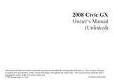 HONDA CIVIC GX 2008 MOTOR CAR OWNERS MANUAL 36 PAGES ENGLISH