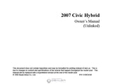 HONDA CIVIC HYBRID 2007 MOTOR CAR OWNERS MANUAL 274 PAGES ENGLISH