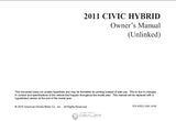 HONDA CIVIC HYBRID 2011 MOTOR CAR OWNERS MANUAL 374 PAGES ENGLISH