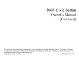 HONDA CIVIC SEDAN 2008 MOTOR CAR OWNERS MANUAL 326 PAGES ENGLISH