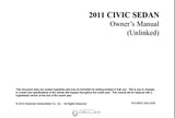 HONDA CIVIC SEDAN 2011 MOTOR CAR OWNERS MANUAL 390 PAGES ENGLISH