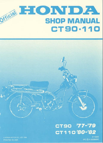 HONDA CT90 1977-1979 CT110 1980-1982 MOTORCYCLE SHOP MANUAL 199 PAGES ENGLISH