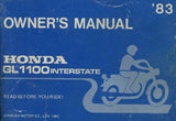 HONDA GL1100 INTERSTATE 1983 MOTORCYCLE OWNERS MANUAL 95 PAGES ENGLISH