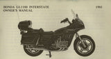 HONDA GL1100 INTERSTATE 1981 MOTORCYCLE OWNERS MANUAL 100 PAGES ENGLISH