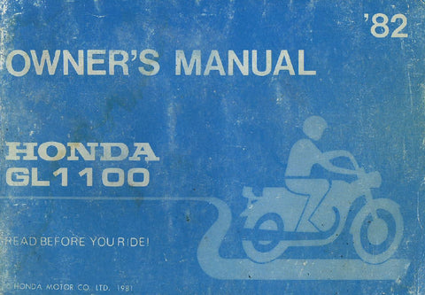HONDA GL1100 STANDARD 1982 MOTORCYCLE OWNERS MANUAL 86 PAGES ENGLISH