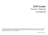 HONDA INSIGHT 2010 MOTOR CAR OWNERS MANUAL 454 PAGES ENGLISH