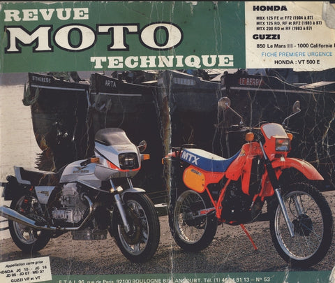 HONDA MBX125FE MBX125FF2 MTX125RD MTX125RF MTX125RF2 MTX200RD MTX200RF MOTO TECHNIQUE 76 PAGES EN FRANCAIS