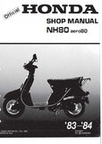 HONDA NH80 AERO 80 SCOOTER SHOP MANUAL 184 PAGES ENG 1983-1984