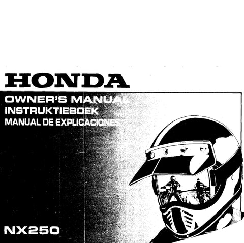 HONDA NX250 1989 MOTORCYCLE OWNERS MANUAL 100 PAGES ENGLISH