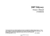 HONDA ODYSSEY 2007 MOTOR CAR OWNERS MANUAL 460 PAGES ENGLISH