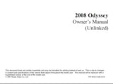 HONDA ODYSSEY 2008 MOTOR CAR OWNERS MANUAL 526 PAGES ENGLISH