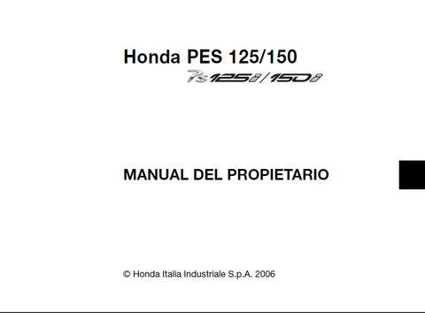 HONDA PES125 PES150 ESCUTER MANUAL DEL PROPIETARIO 124 PAGINAS PORTUGUESE