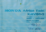 HONDA XRV650 AFRICA TWIN MOTORCYCLE OWNERS MANUAL MANUEL DU CONDUCTEUR FAHRER-HANDBUCH USO E MANUTEZIONE 111 PAGES ENG FRANC DEUT ITAL