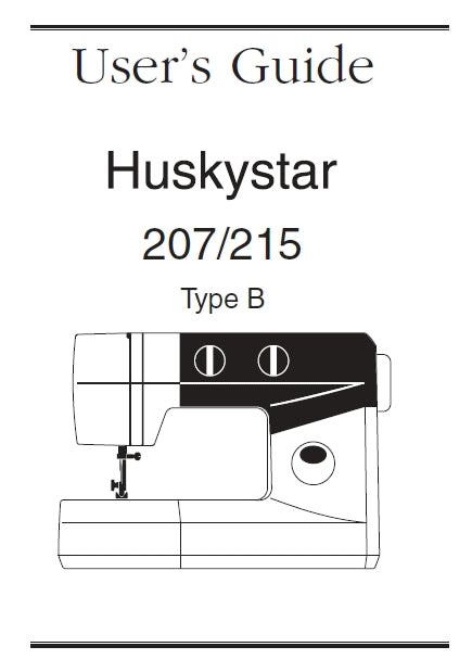 HUSQVARNA VIKING HUSKYSTAR 207 215 TYPE B SEWING MACHINE USERS GUIDE 40 PAGES ENG