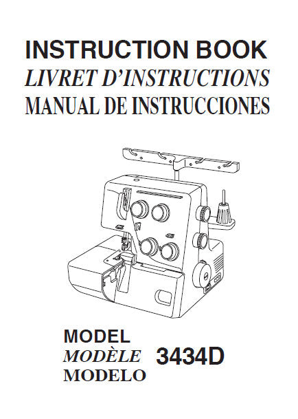 JANOME 3434D SEWING MACHINE INSTRUCTION BOOK 87 PAGES ENG ESP FRANC