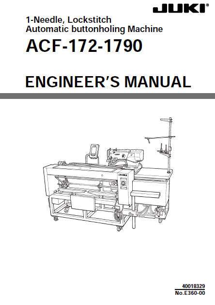 JUKI ACF-172-1790 SEWING MACHINE ENGINEERS MANUAL 105 PAGES ENG