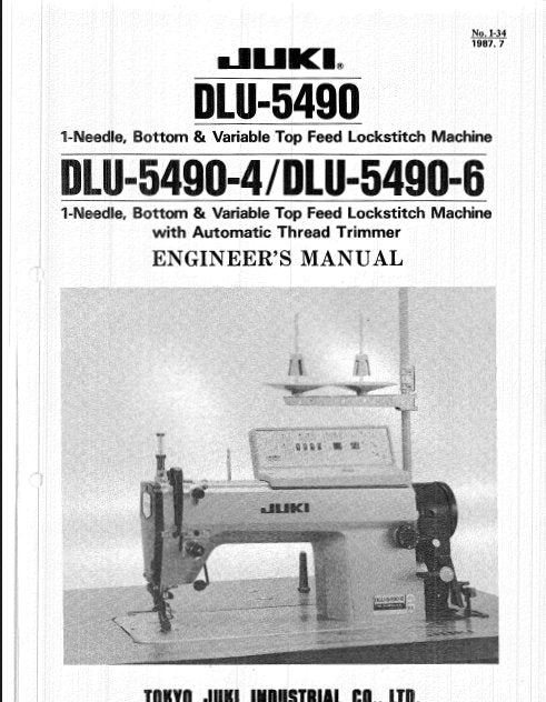 JUKI DLU-5490 DLU-5490-4 DLU-5490-6 SEWING MACHINE ENGINEERS MANUAL 40 PAGES ENG