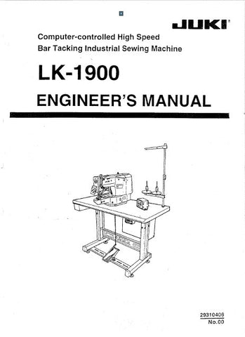 JUKI LK-1900 SEWING MACHINE ENGINEERS MANUAL 77 PAGES ENG