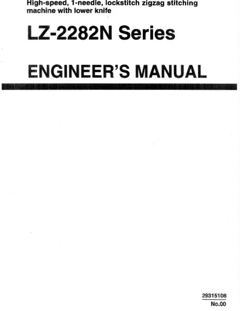 JUKI LZ-2282N SERIES SEWING MACHINE ENGINEERS MANUAL 16 PAGES ENG