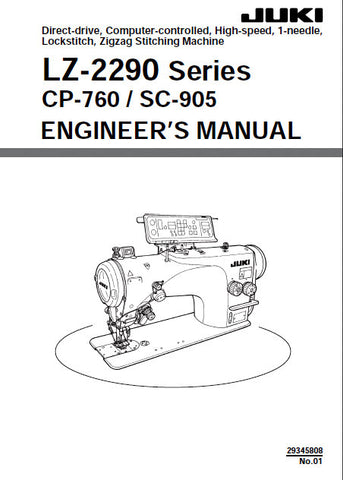 JUKI LZ-2290 SERIES SEWING MACHINE ENGINEERS MANUAL 90 PAGES ENG