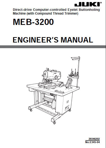 JUKI MEB-3200 SEWING MACHINE ENGINEERS MANUAL 173 PAGES ENG