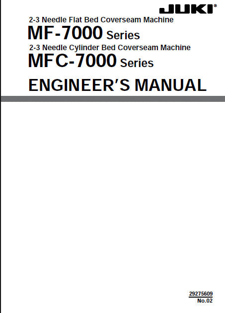 JUKI MF-7000 SERIES MFC-7000 SERIES SEWING MACHINE ENGINEERS MANUAL 95 PAGES ENG