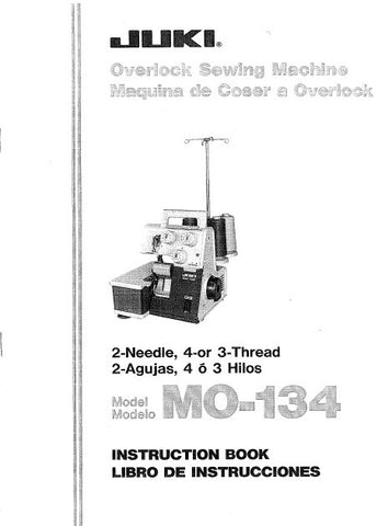 JUKI MO-134 SEWING MACHINE INSTRUCTION BOOK 28 PAGES ENG