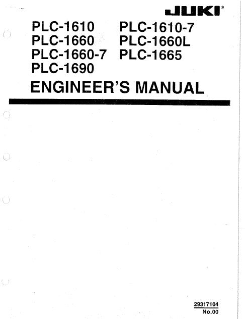 JUKI PLC-1610 1610-7 1660 1660L 1660-7 1665 1690 SEWING MACHINE ENGINEERS MANUAL 54 PAGES ENG