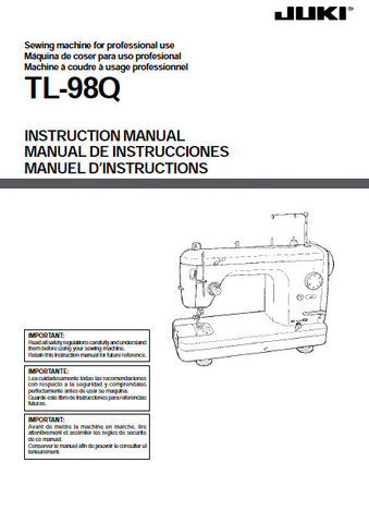JUKI TL-98Q SEWING MACHINE INSTRUCTION MANUAL 34 PAGES ENG ESP FRANC