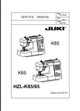 JUKI HZL-K65 HZL-K85 SEWING MACHINE SERVICE MANUAL 39 PAGES ENGLISH