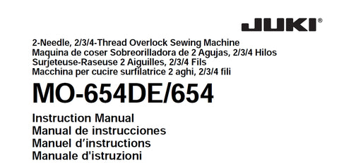 JUKI MO-654DE/654 SEWING MACHINE INSTRUCTION MANUAL 40 PAGES ENG ESP FR IT