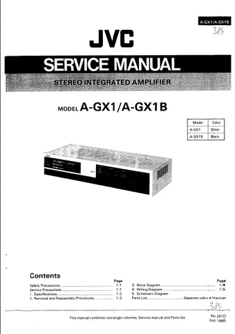 JVC A-GX1 A-GX1B STEREO INTEGRATED AMPLIFIER SERVICE MANUAL INC SCHEM DIAGS 20 PAGES ENG