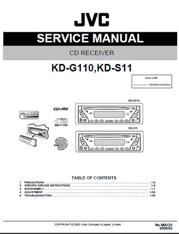 JVC KD-G110 KD-S11 CD RECEIVER SERVICE MANUAL INC SCHEM DIAGS 71 PAGES ENG