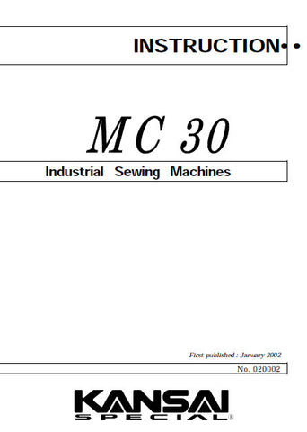 KANSAI MC30 SEWING MACHINE INSTRUCTION MANUAL 7 PAGES ENG