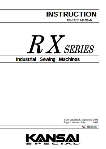 KANSAI RX SERIES UTC SEWING MACHINE INSTRUCTION MANUAL 17 PAGES ENG