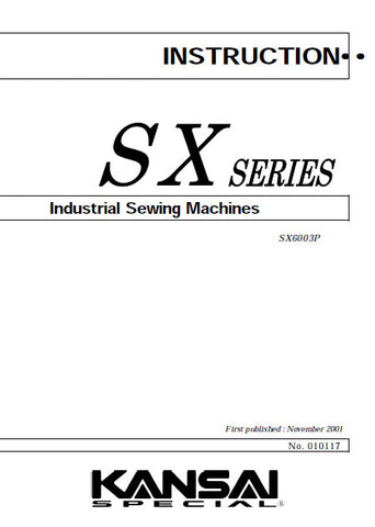 KANSAI SX6003P SEWING MACHINE INSTRUCTION MANUAL 21 PAGES ENG