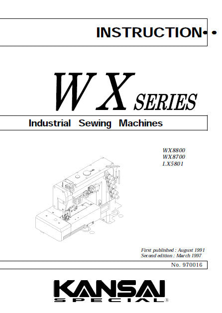 KANSAI WX8800 WX8700 LX5801 SEWING MACHINE INSTRUCTION MANUAL 23 PAGES ENG