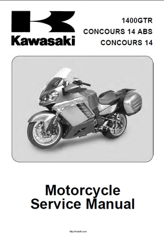 KAWASAKI 1400GTR CONCOURS 14 ABS CONCOURS 14 MOTORCYCLE SERVICE MANUAL INC SCHEM DIAGS 807 PAGES ENG