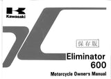 KAWASAKI ELIMINATOR 600 MOTORCYCLE OWNERS MANUAL 124 PAGES ENG