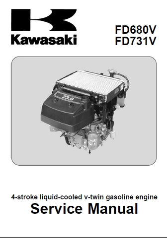 KAWASAKI FD680V FD731V 4 STROKE LIQUID-COOLED V-TWIN GASOLINE ENGINE SERVICE MANUAL 162 PAGES ENGLISH