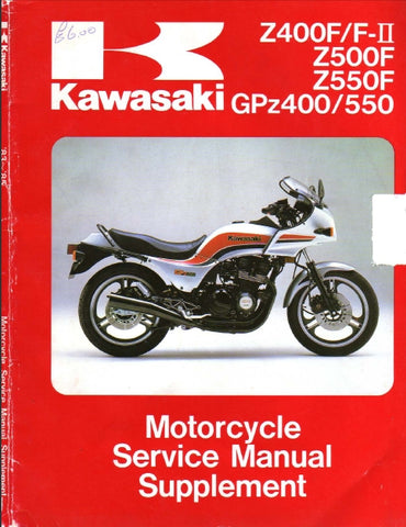 KAWASAKI GPZ400 GPZ550 Z400F Z400F-II Z500F Z550F MOTORCYCLE SERVICE MANUAL INC SCHEM DIAGS 126 PAGES ENG