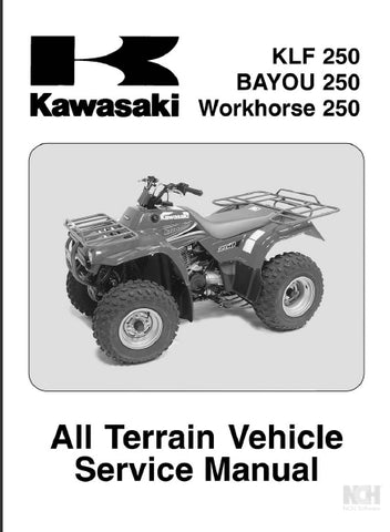 KAWASAKI KLF250 BAYOU 250 WORKHORSE 250 ALL TERRAIN VEHICLE SERVICE MANUAL INC SCHEM DIAGS 322 PAGES ENG
