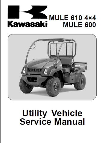 KAWASAKI MULE 610 4X4 MULE 600 UTILITY VEHICLE SERVICE MANUAL 411 PAGES ENG