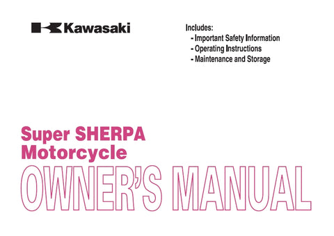 KAWASAKI SUPER SHERPA MOTORCYCLE OWNERS MANUAL 152 PAGES ENG