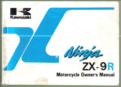 KAWASAKI ZX-9R MOTORCYCLE OWNERS MANUAL 26 PAGES ENG