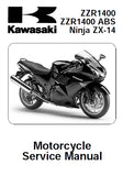 KAWASAKI ZZR1400 ZZR1400 ABS ZX-14 NINJA MOTORCYCLE SERVICE MANUAL INC SCHEM DIAGS 717 PAGES ENG