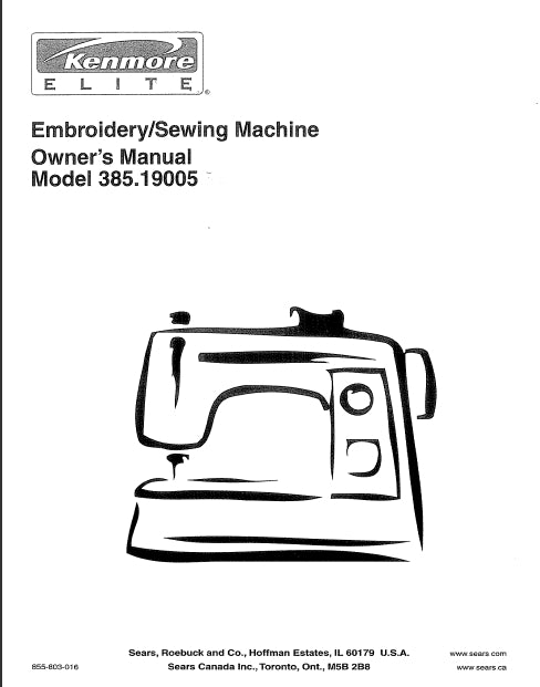 KENMORE 385.19005 SEWING MACHINE OWNERS MANUAL 87 PAGES ENG