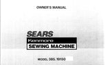 KENMORE 385.19150 SEWING MACHINE OWNERS MANUAL 108 PAGES ENG